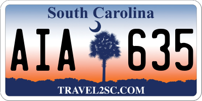 SC license plate AIA635