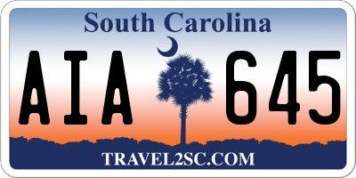 SC license plate AIA645