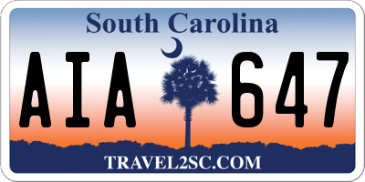 SC license plate AIA647