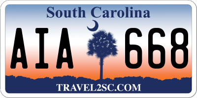 SC license plate AIA668