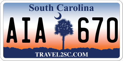 SC license plate AIA670