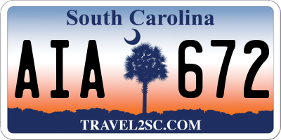 SC license plate AIA672