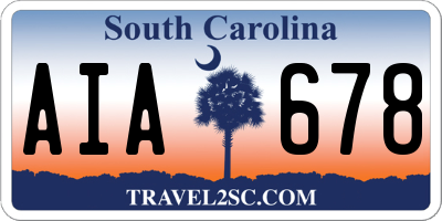 SC license plate AIA678
