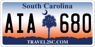 SC license plate AIA680