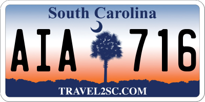 SC license plate AIA716