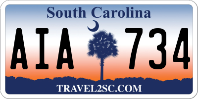 SC license plate AIA734