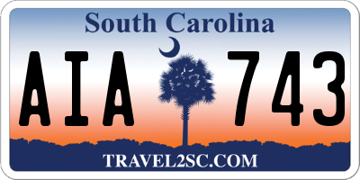SC license plate AIA743