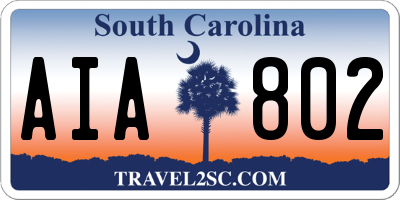 SC license plate AIA802