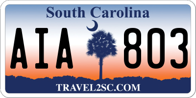 SC license plate AIA803