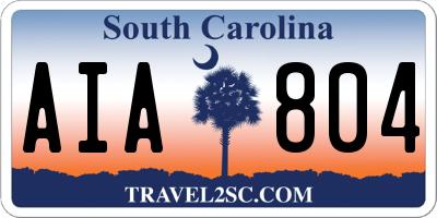 SC license plate AIA804
