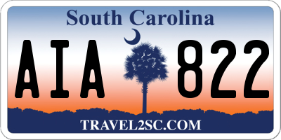 SC license plate AIA822