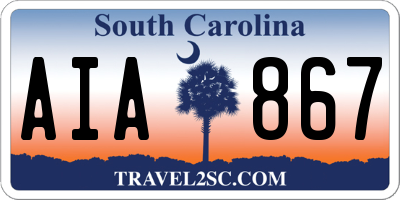 SC license plate AIA867