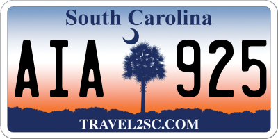 SC license plate AIA925