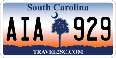 SC license plate AIA929