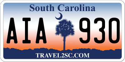 SC license plate AIA930