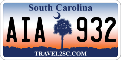 SC license plate AIA932