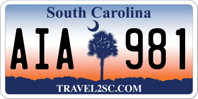 SC license plate AIA981