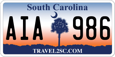 SC license plate AIA986