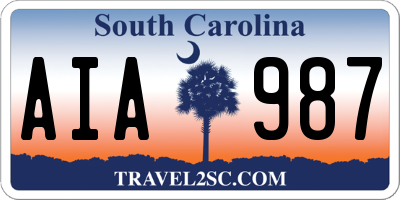 SC license plate AIA987