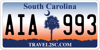 SC license plate AIA993