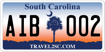 SC license plate AIB002