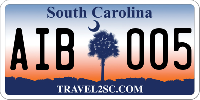 SC license plate AIB005