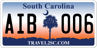 SC license plate AIB006
