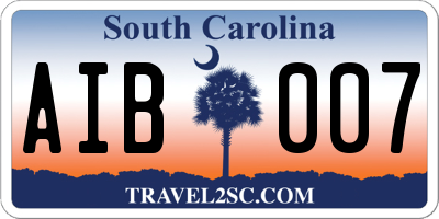 SC license plate AIB007