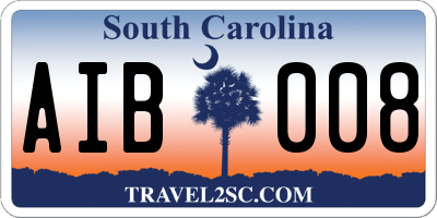 SC license plate AIB008
