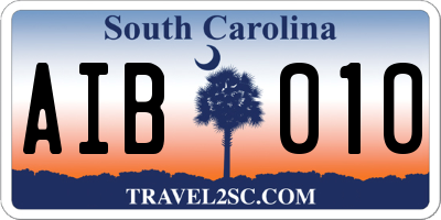 SC license plate AIB010