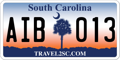 SC license plate AIB013