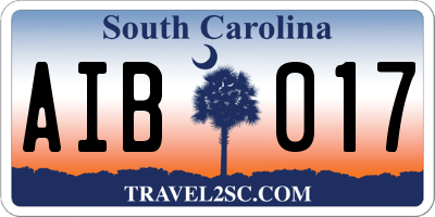 SC license plate AIB017