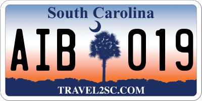 SC license plate AIB019