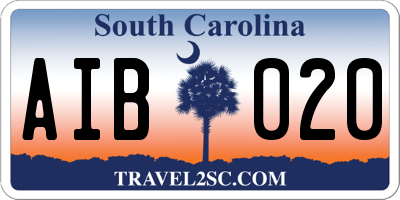 SC license plate AIB020