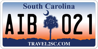 SC license plate AIB021