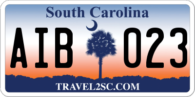 SC license plate AIB023