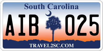 SC license plate AIB025