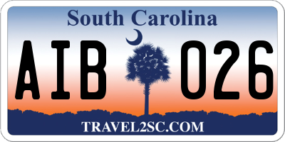 SC license plate AIB026