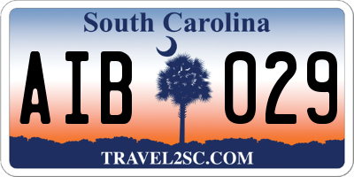 SC license plate AIB029