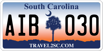 SC license plate AIB030