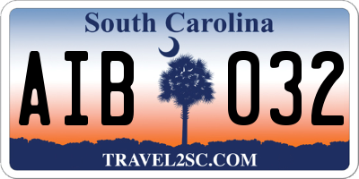 SC license plate AIB032