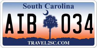 SC license plate AIB034