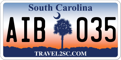 SC license plate AIB035