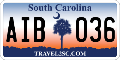 SC license plate AIB036