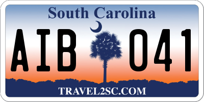 SC license plate AIB041