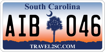 SC license plate AIB046
