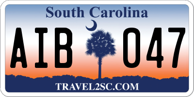 SC license plate AIB047