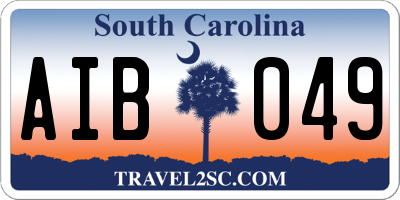 SC license plate AIB049