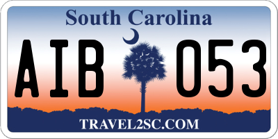 SC license plate AIB053