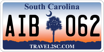 SC license plate AIB062